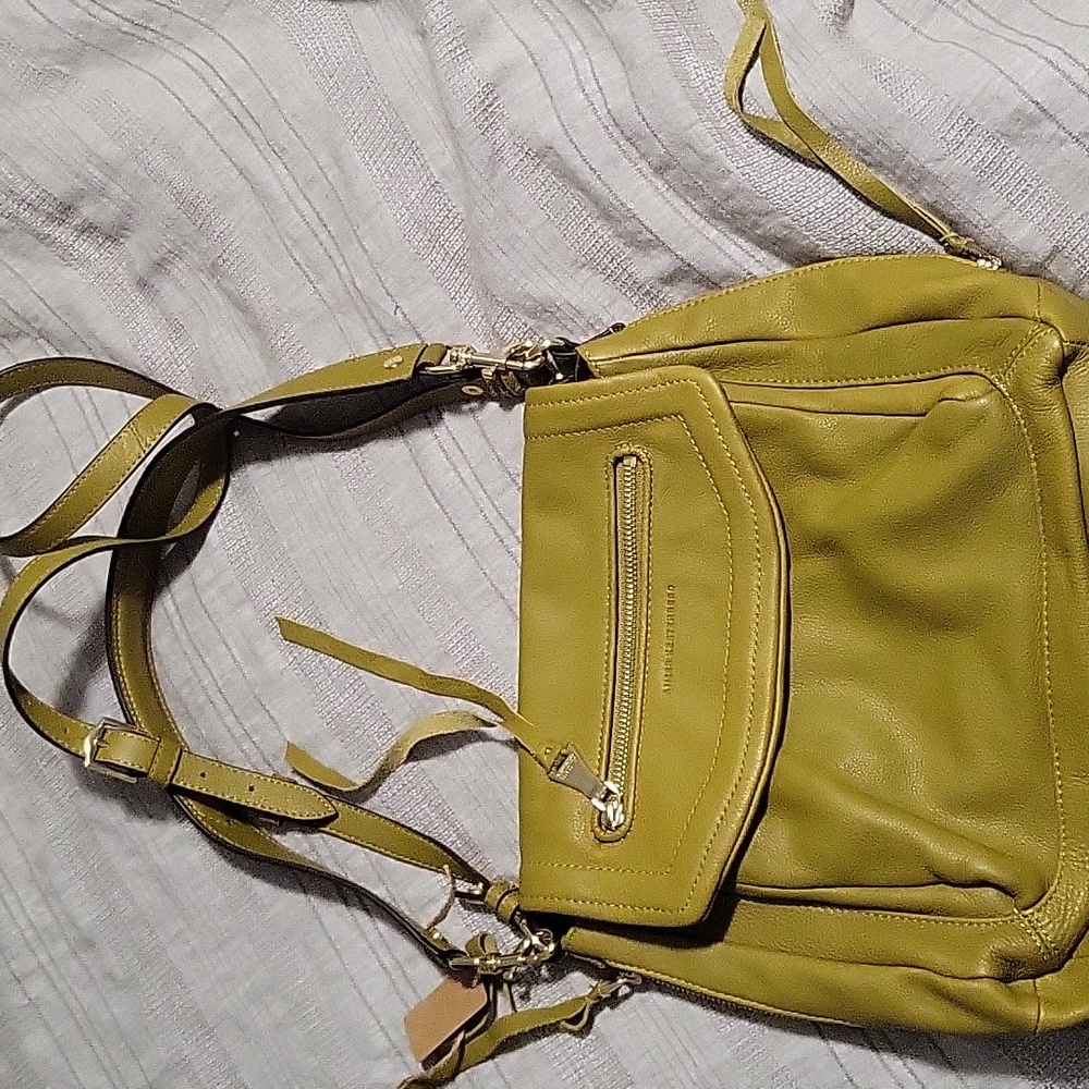 Aimee Kestenberg Chartreuse Green Leather Crossbody Bag